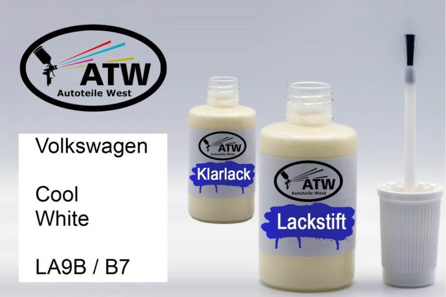 Volkswagen, Cool White, LA9B / B7: 20ml Lackstift + 20ml Klarlack - Set, von ATW Autoteile West.